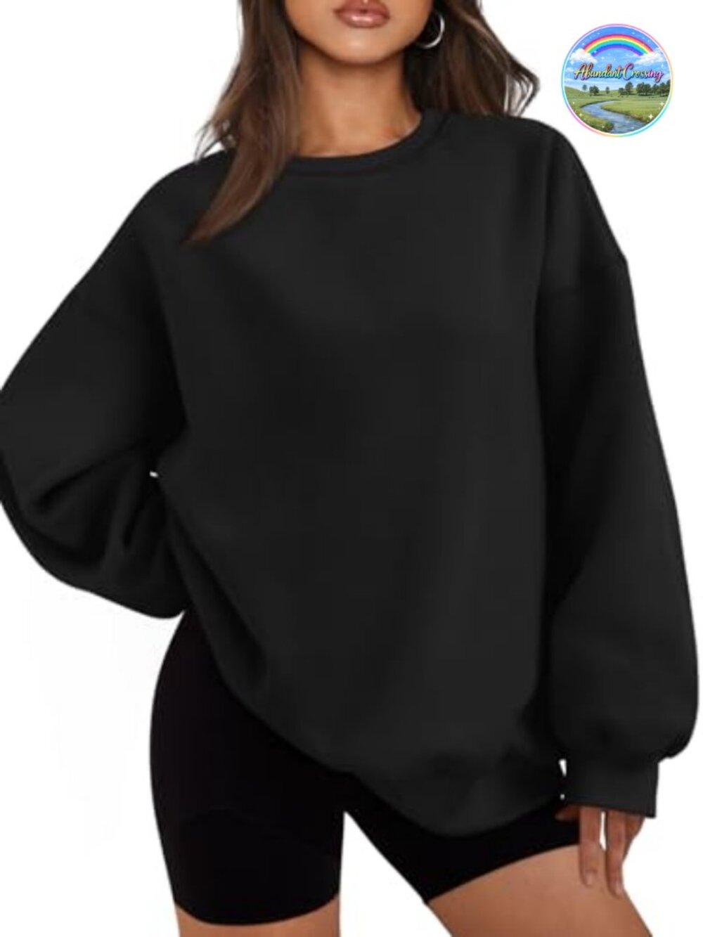 Oversized Crewneck Fleece Lined Sweatshirt Casual Lounge Pullover